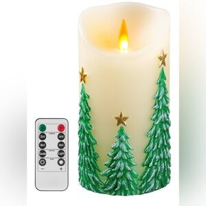 NEW Christmas Flameless Candles Flickering Flame Battery Operated Real Wax 3X6”
